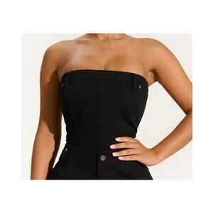 New ~ NAKED WARDROBE ~ Denim Jean Lace Back Corset Size XS FALL